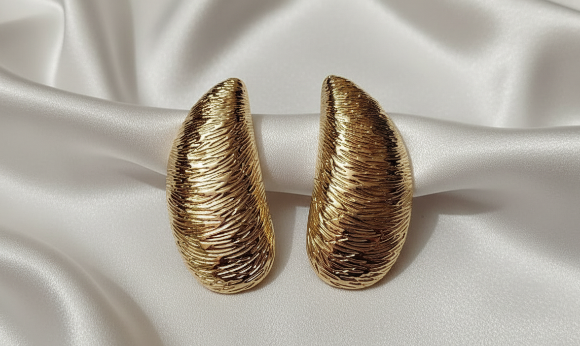 Textured Gold Statement Earrings