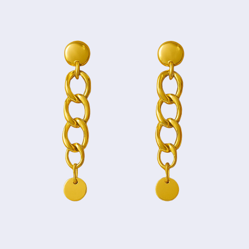 Gold Chain Link Drop Earrings
