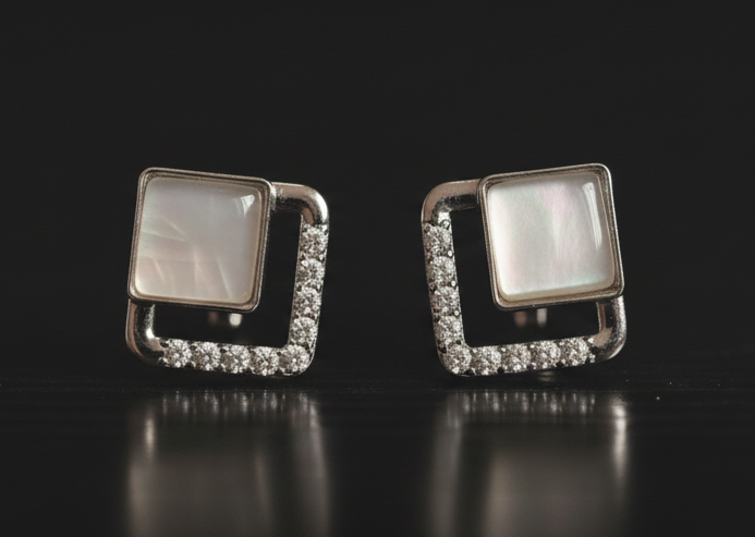 Elegant Square Mother-of-Pearl Earrings