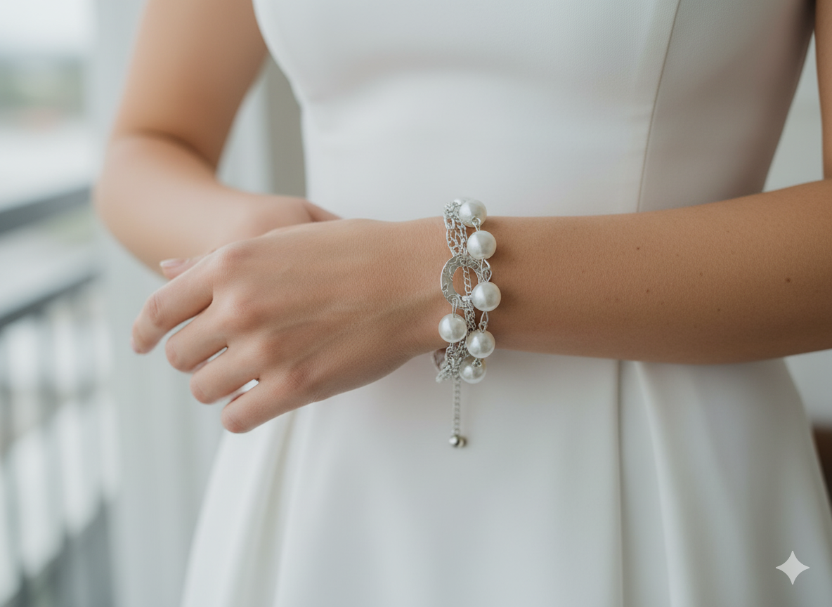 Beautiful Pearl Charm Bracelet