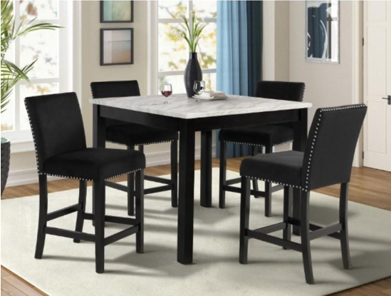 Lennon White Black 5pc Counter Height Set