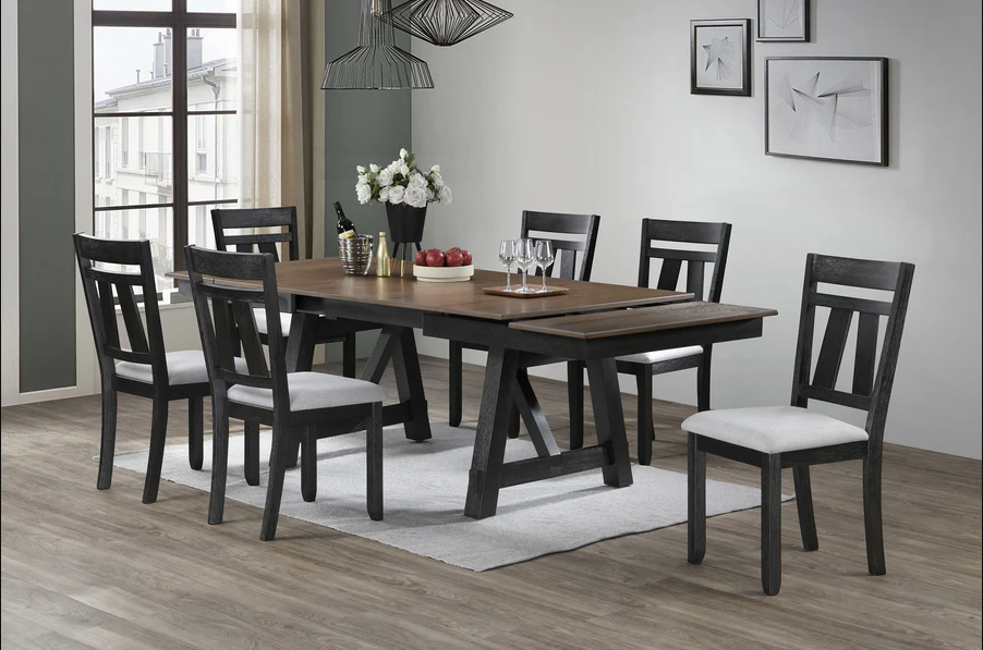 Maribelle Wheat Charcoal Extendable Dining Set