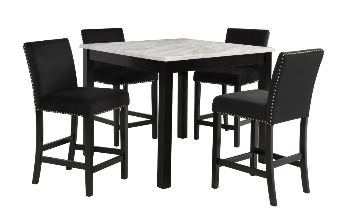 Lennon White Black 5pc Counter Height Set