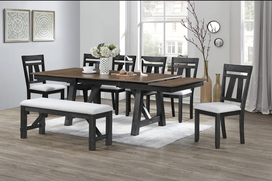 Maribelle Wheat Charcoal Extendable Dining Set