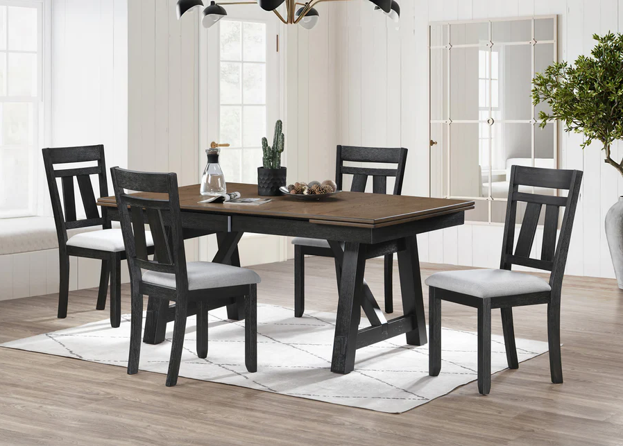 Maribelle Wheat Charcoal Extendable Dining Set