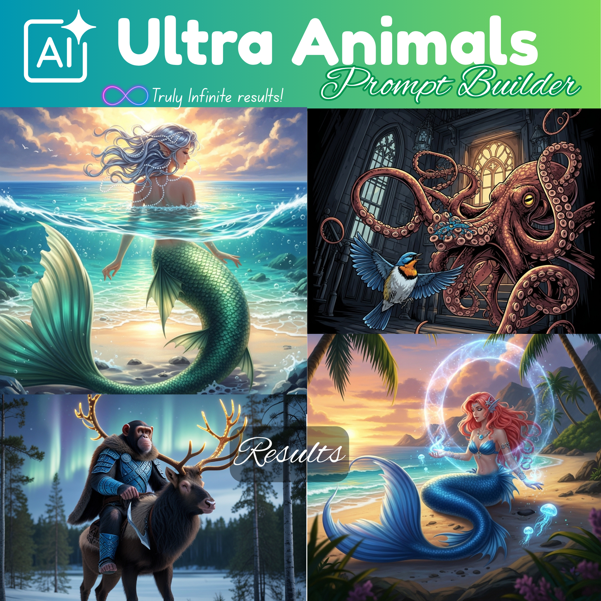 Animals prompts generator, animal clipart builder, prompt generator, google image generator