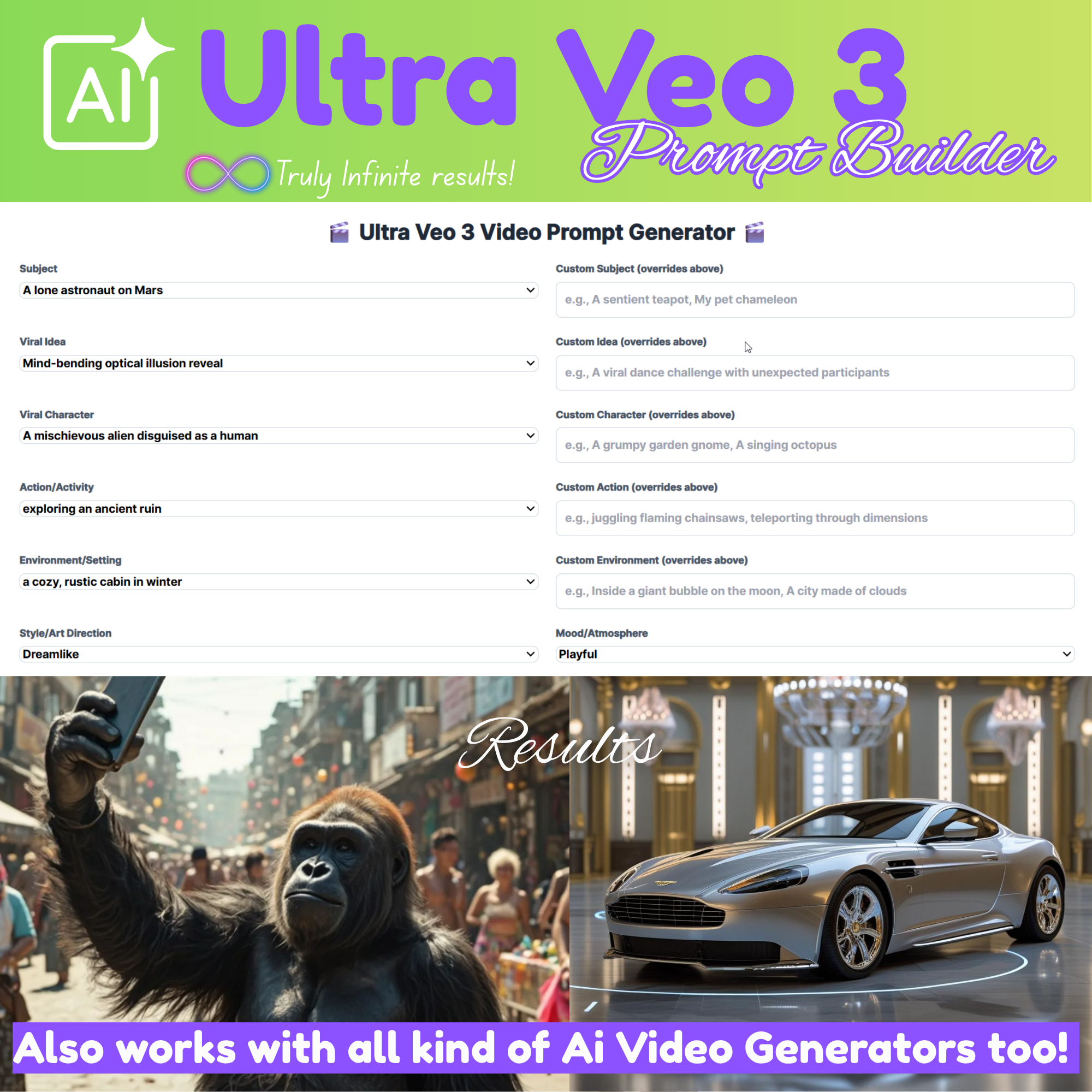 Ultra Veo 3 Prompt Builder, ai video generator, prompt generator, google video generator