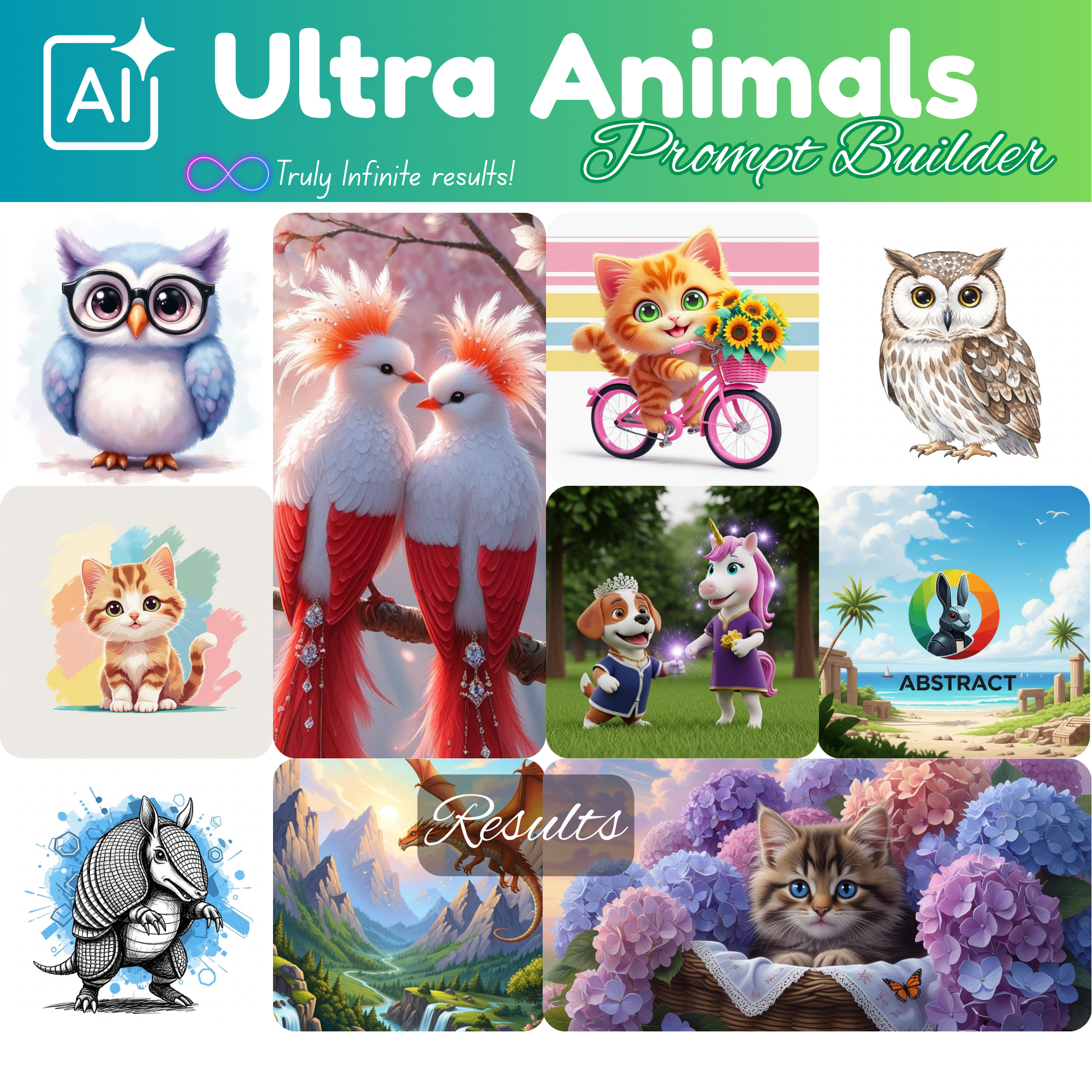 Animals prompts generator, animal clipart builder, prompt generator, google image generator