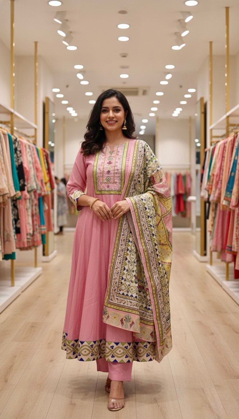 Pink Traditional Embroidered Dress