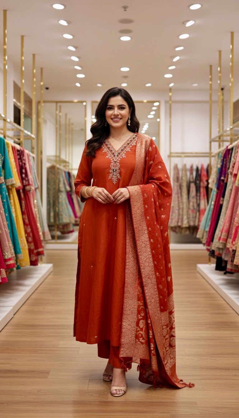 Traditional Embroidered Anarkali Suit