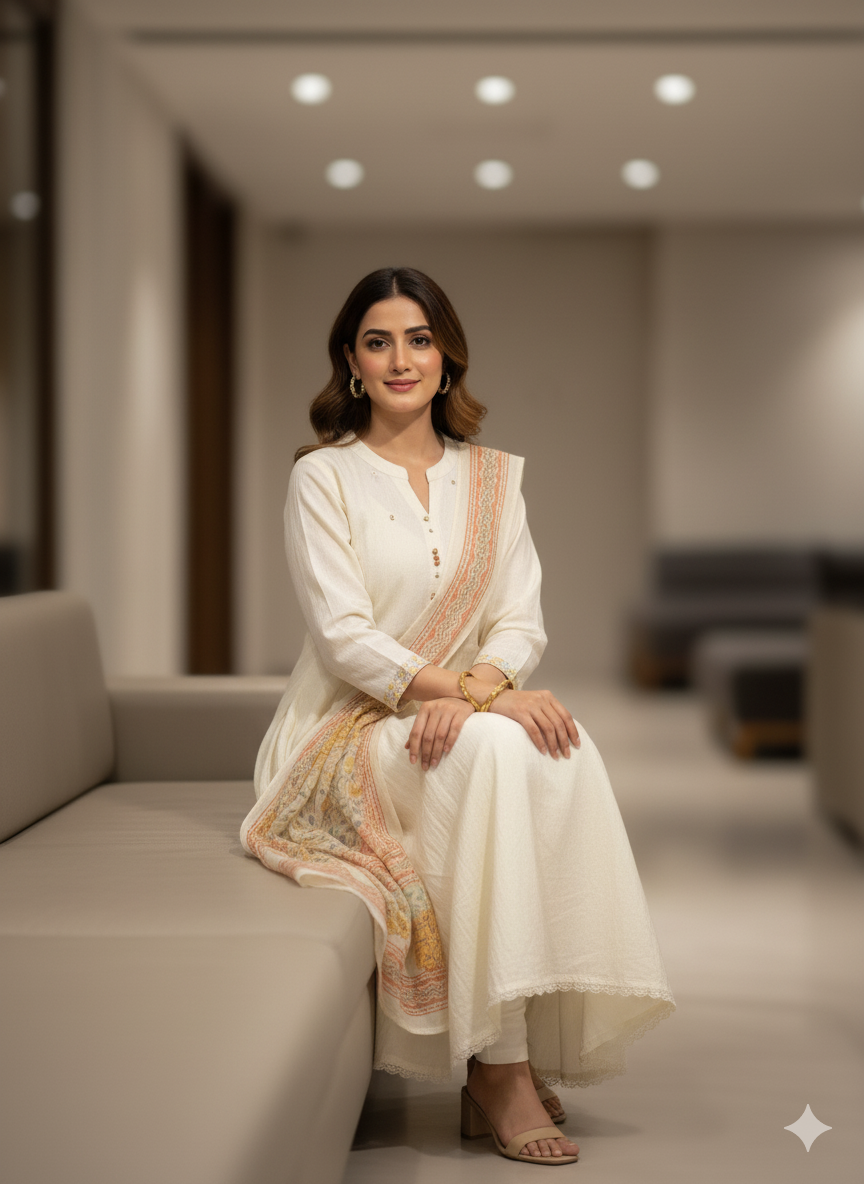 Elegant Designer Silk Cotton 3 piece Suit with pocket 