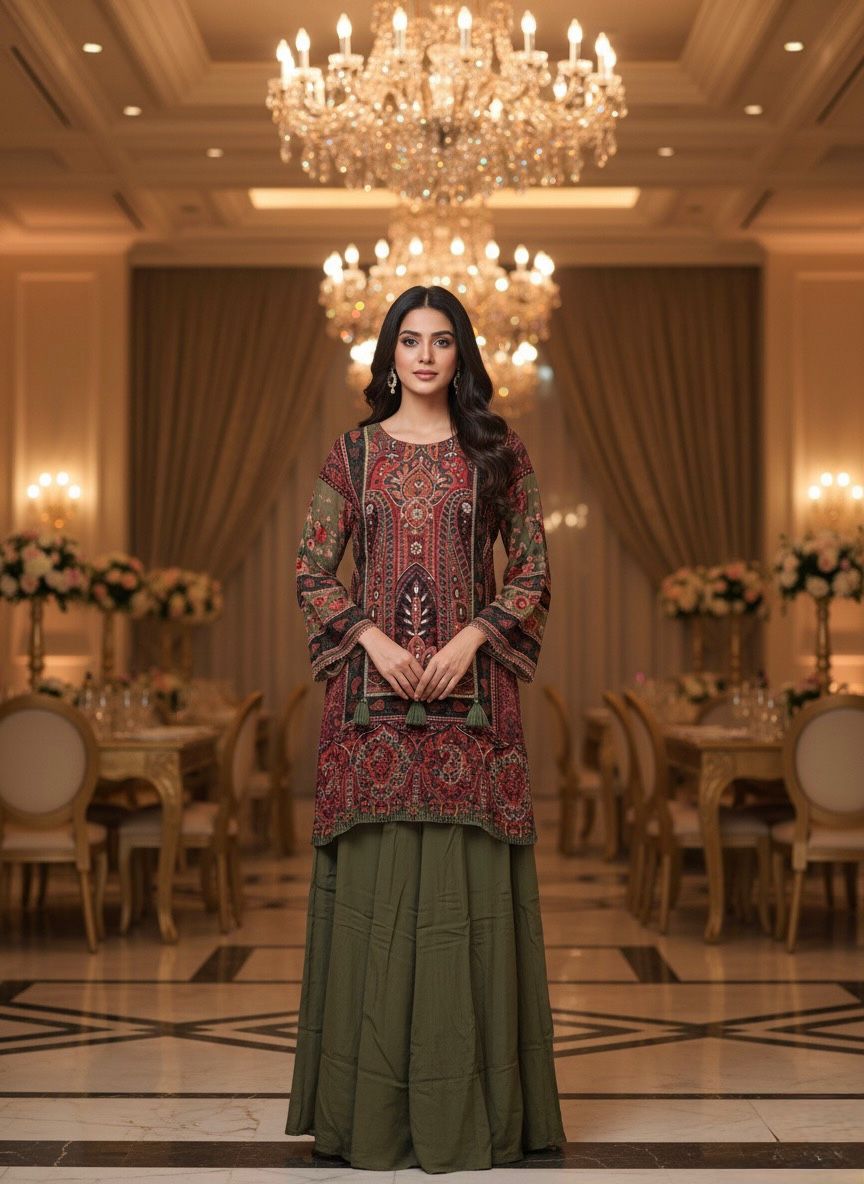Green Glasswork Palazzo set