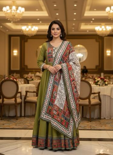 Traditional Printed Kurti and Dupatta Set