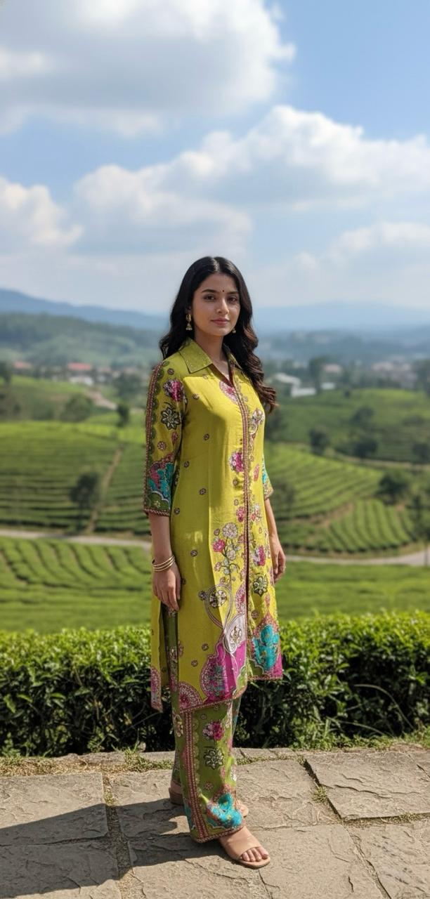 Crepe Silk Lawn Palazzo Set