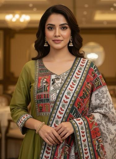 Traditional Printed Kurti and Dupatta Set