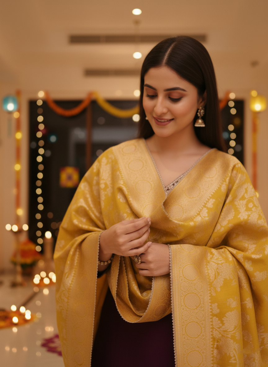 Embroidered Purple Festive Kurta