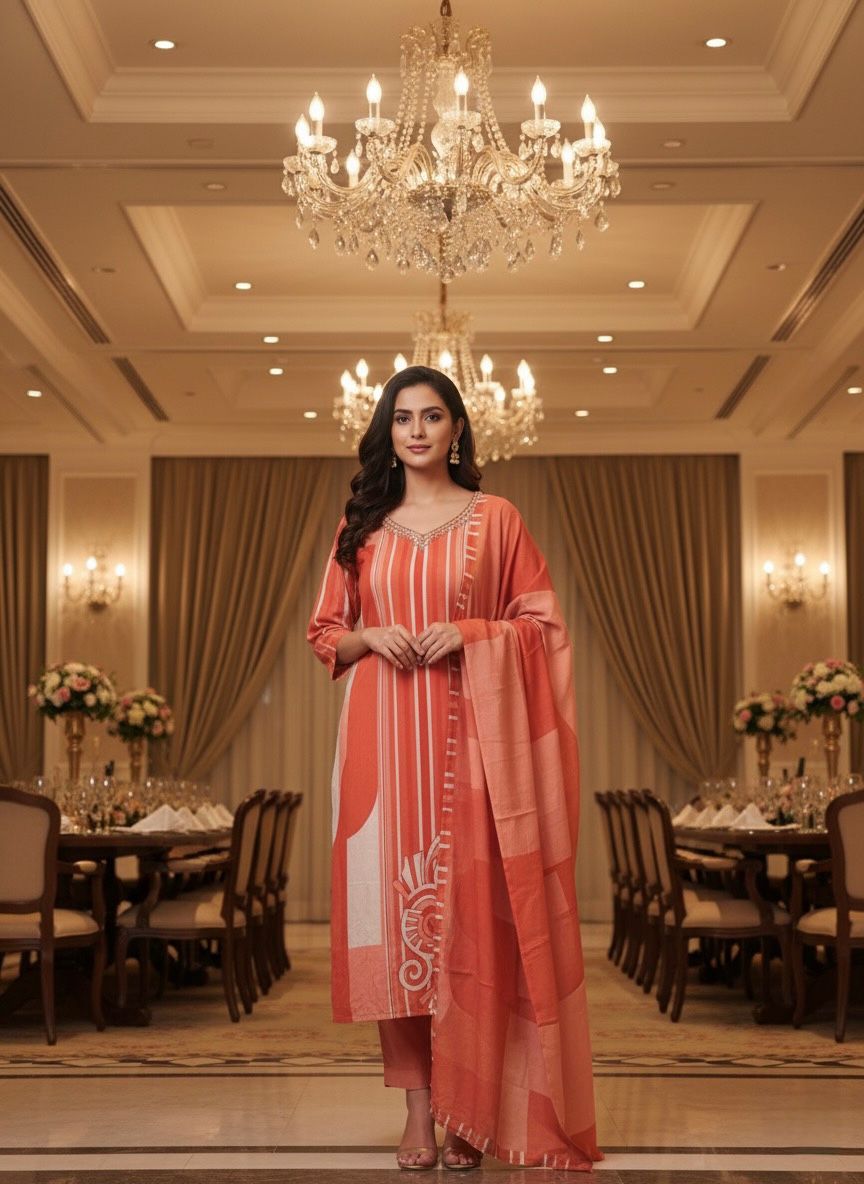 Elegant Striped Traditional Dress