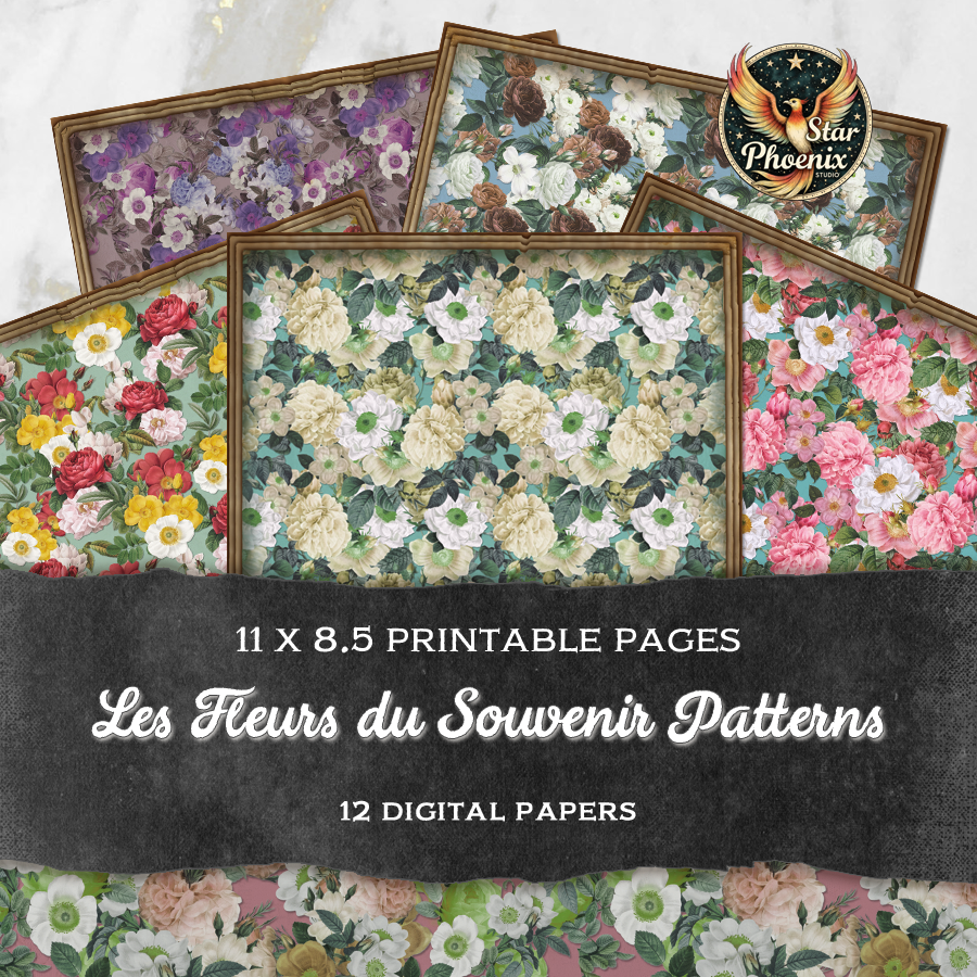 Les Fleurs du Souvenir Printable Vintage Floral Patterns Pack