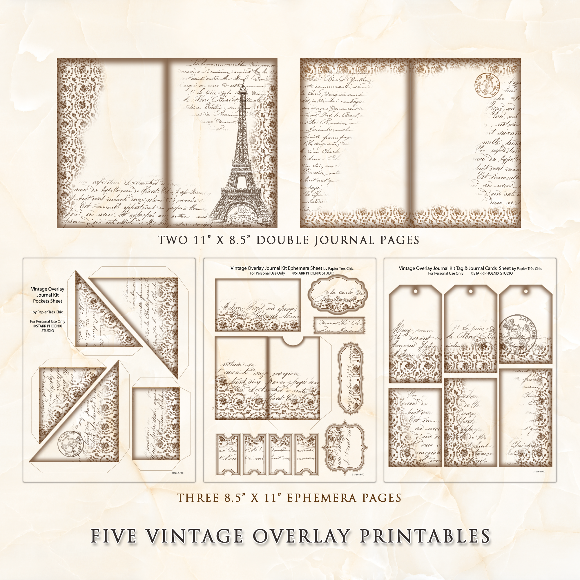 Vintage Overlay Printable Journal Kit