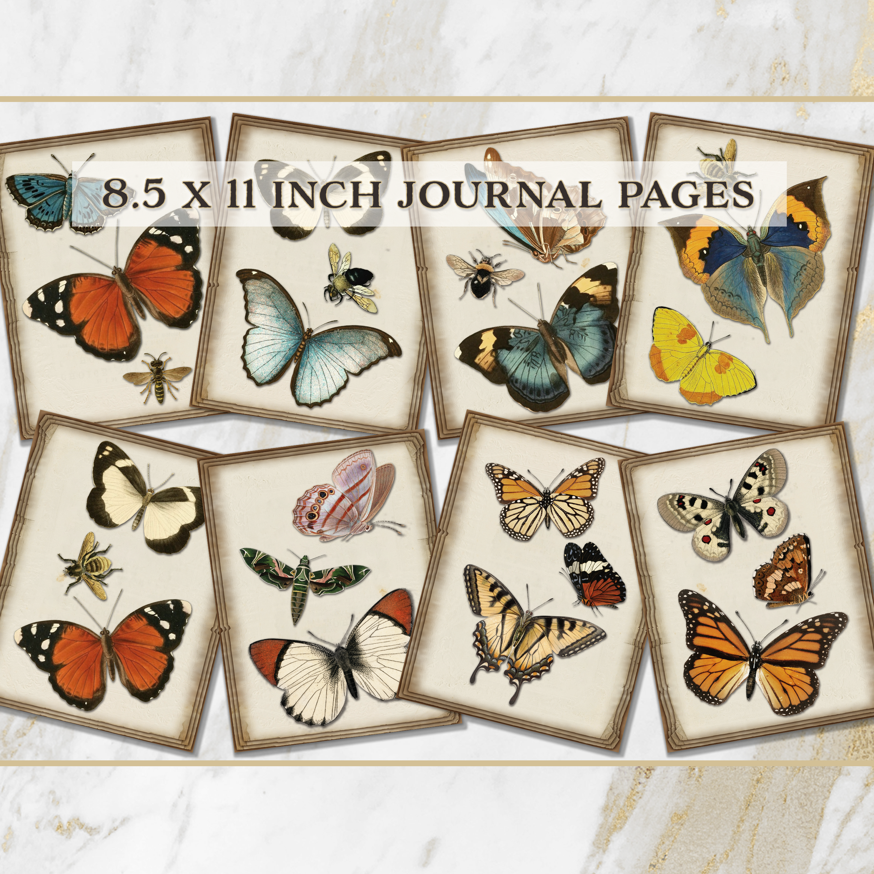 Ailes du Souvenir Printable Vintage Butterfly Journal Kit