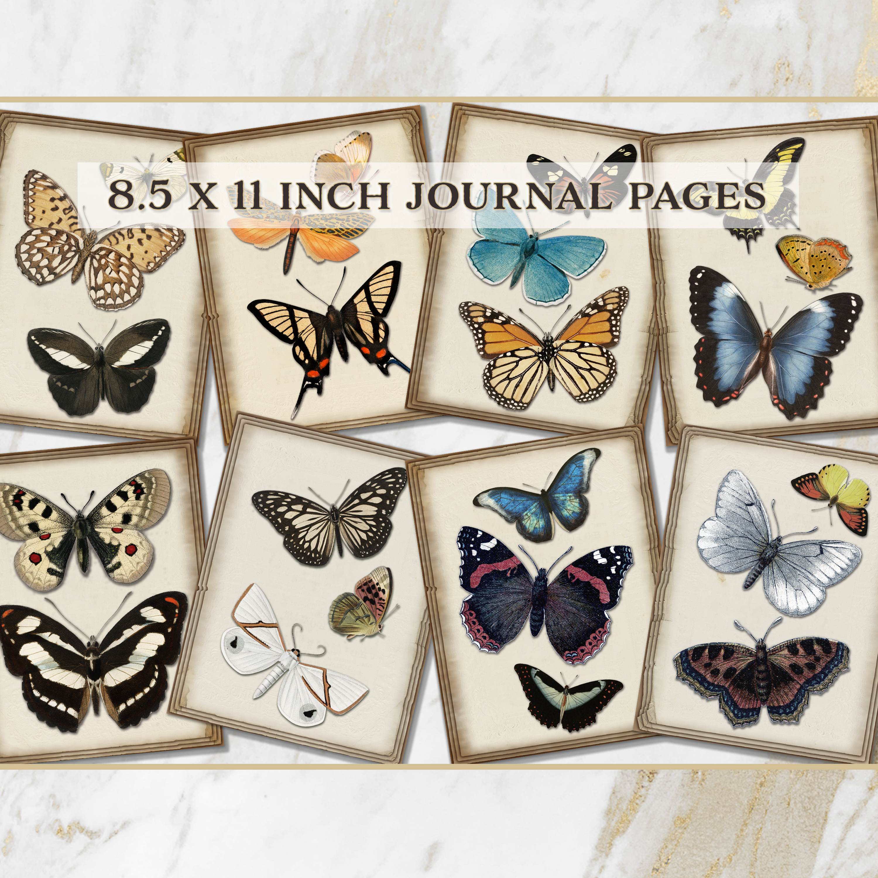 Ailes du Souvenir Printable Vintage Butterfly Journal Kit