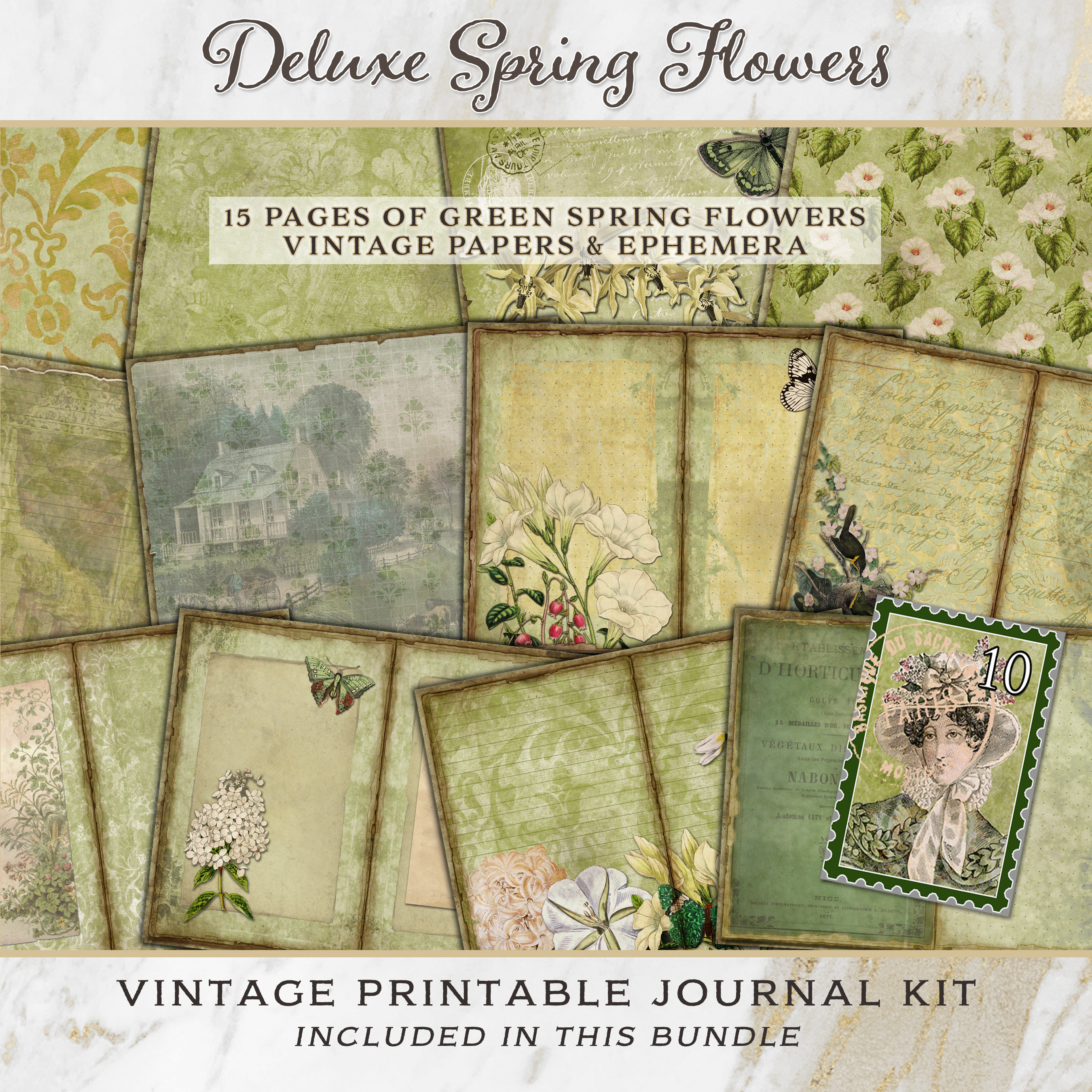 Spring Flowers Deluxe  Vintage Journal Kit