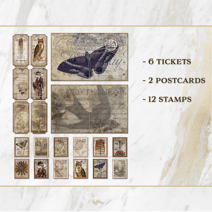 Sepia Vintage Shabby Chic Printable Journal Kit