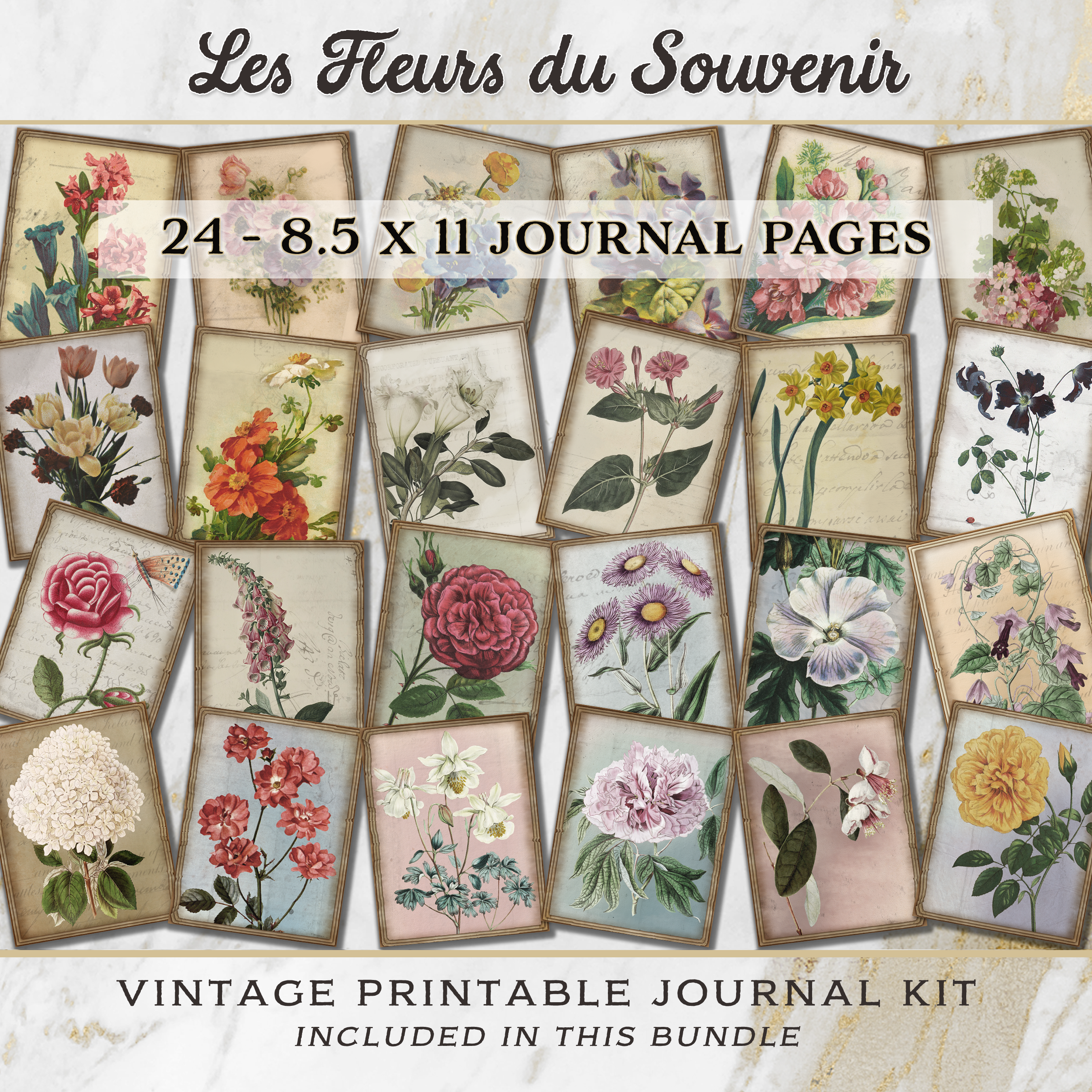 Journal des Fleurs Printable Vintage Journal Kit