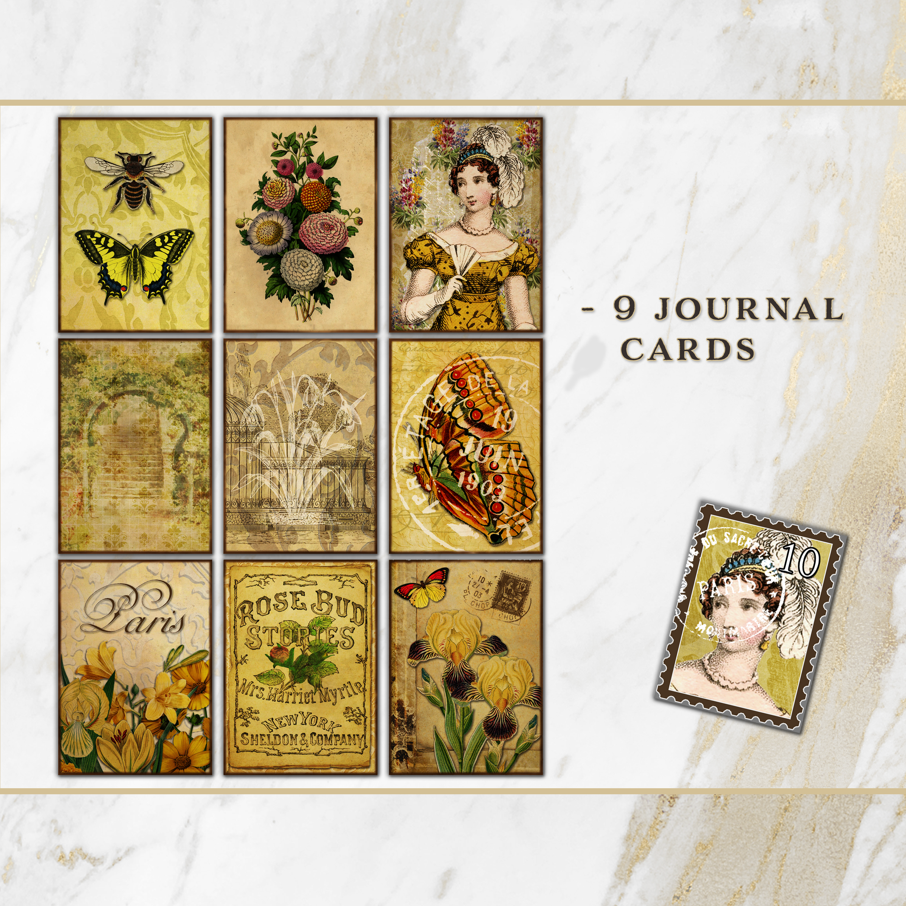 Vintage Yellow Spring Flowers Printable Journal Kit