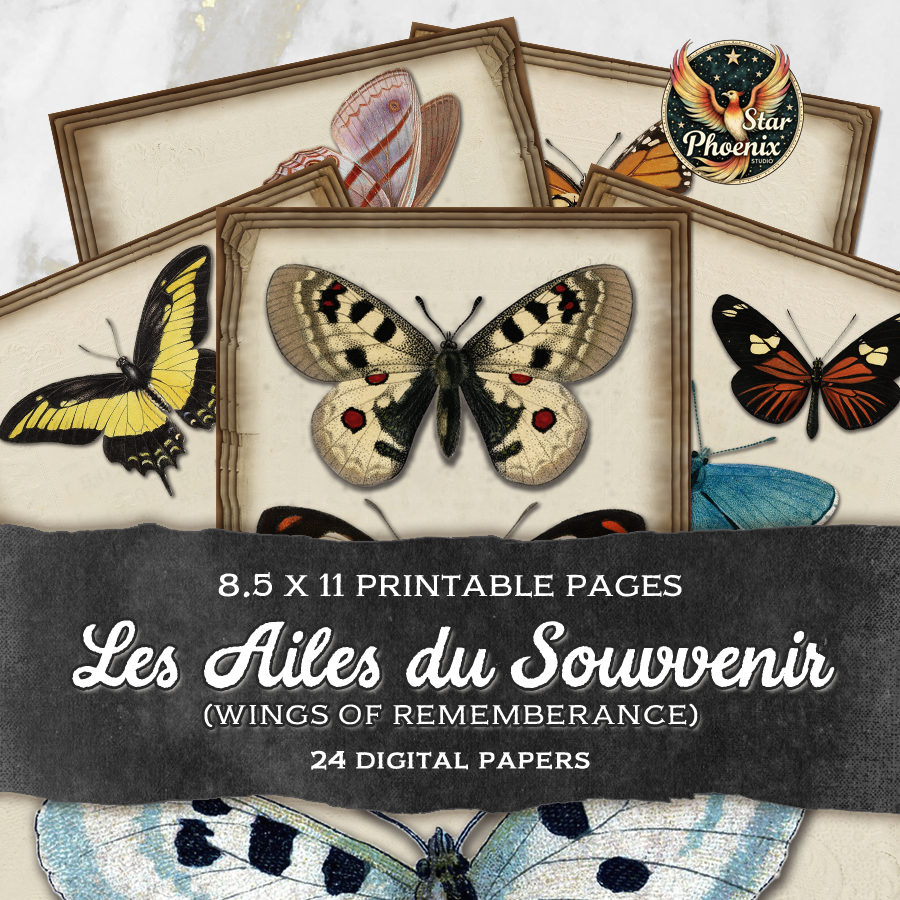 Ailes du Souvenir Printable Vintage Butterfly Journal Kit