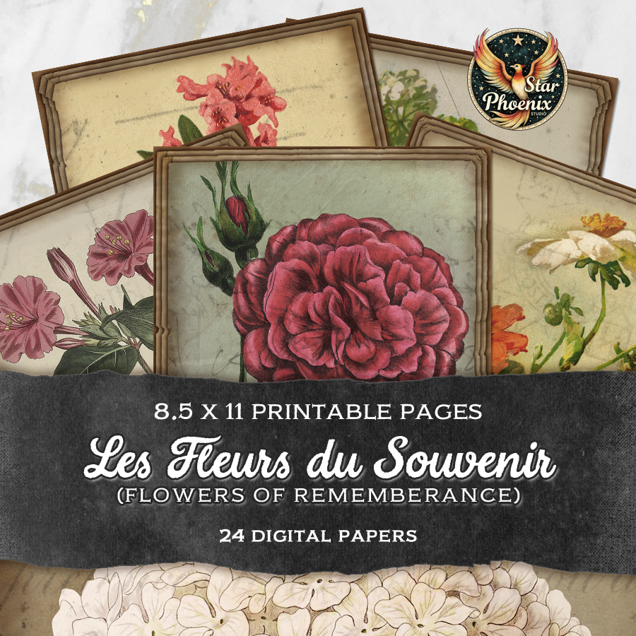 Les Fleurs du Souvenir Printable Vintage Floral Journal Kit