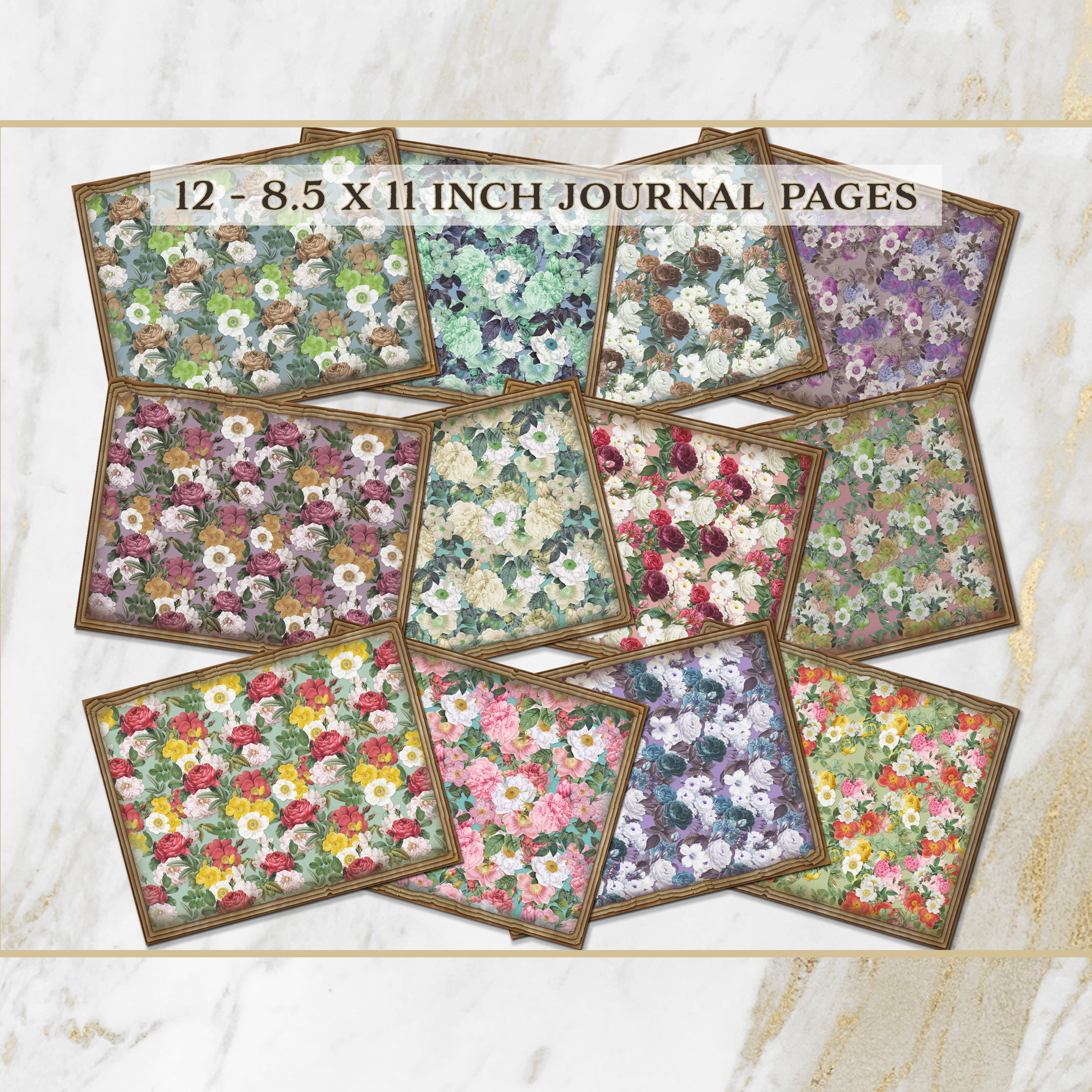 Les Fleurs du Souvenir Printable Vintage Floral Patterns Pack