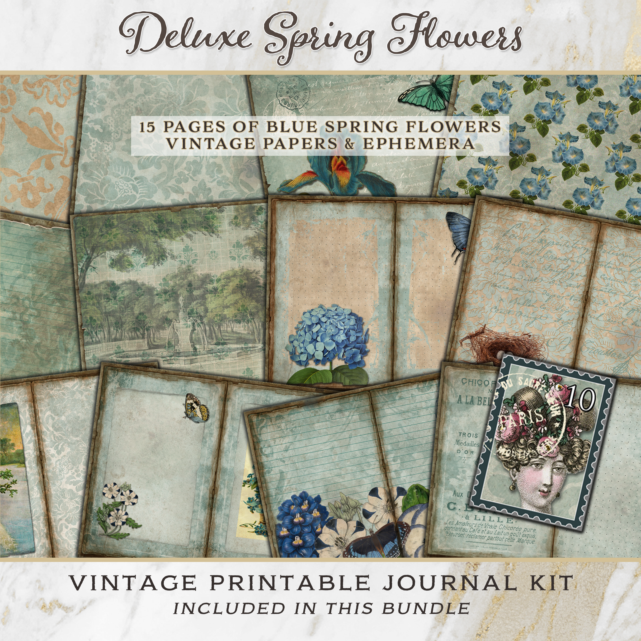 Spring Flowers Deluxe  Vintage Journal Kit