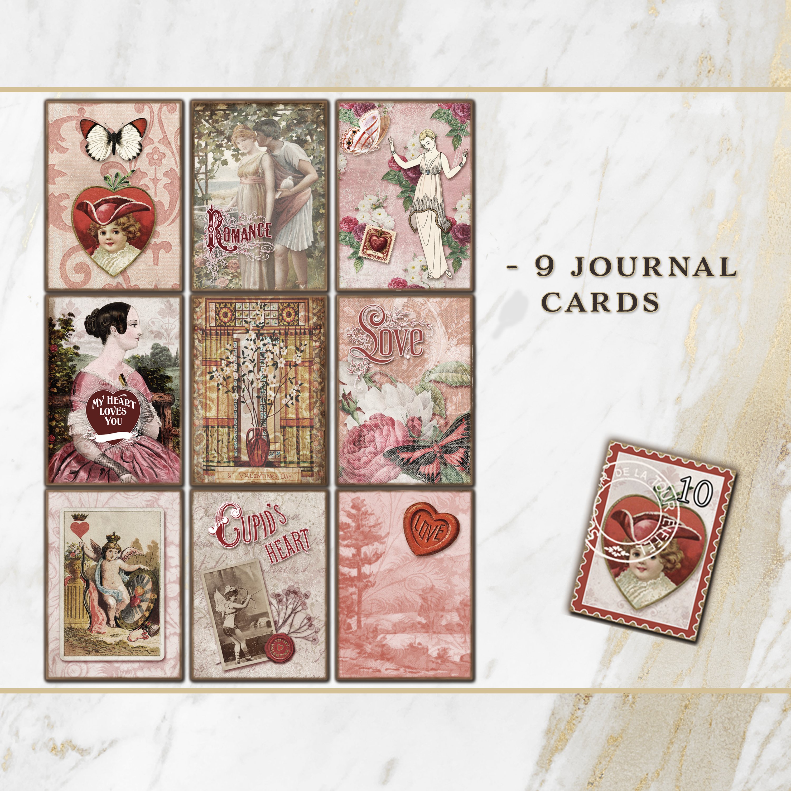 Vintage Valentine Cupid’s Keepsake Printable Journal Kit