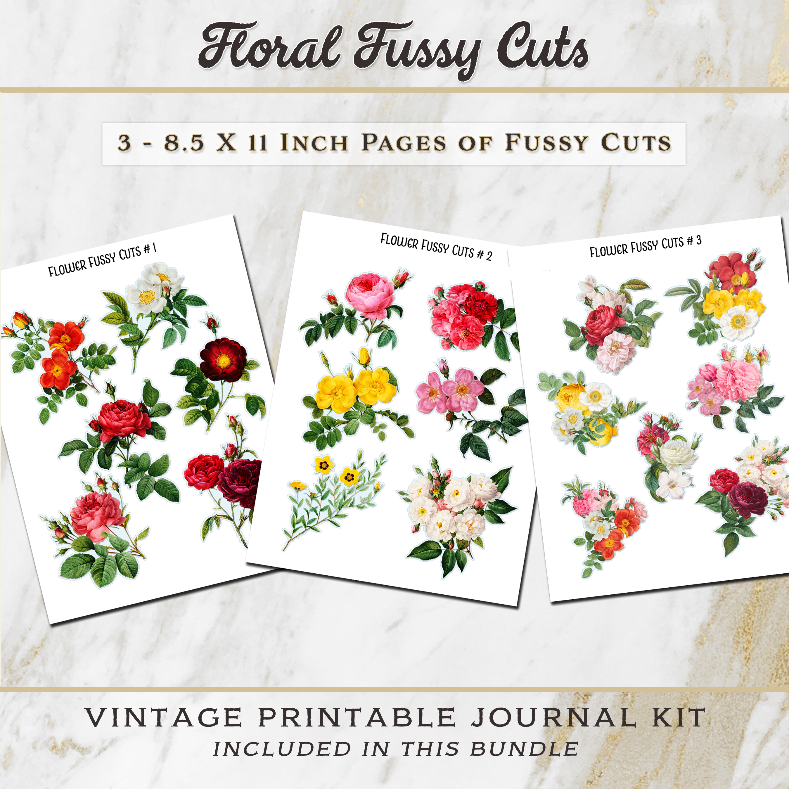 Journal des Fleurs Printable Vintage Journal Kit