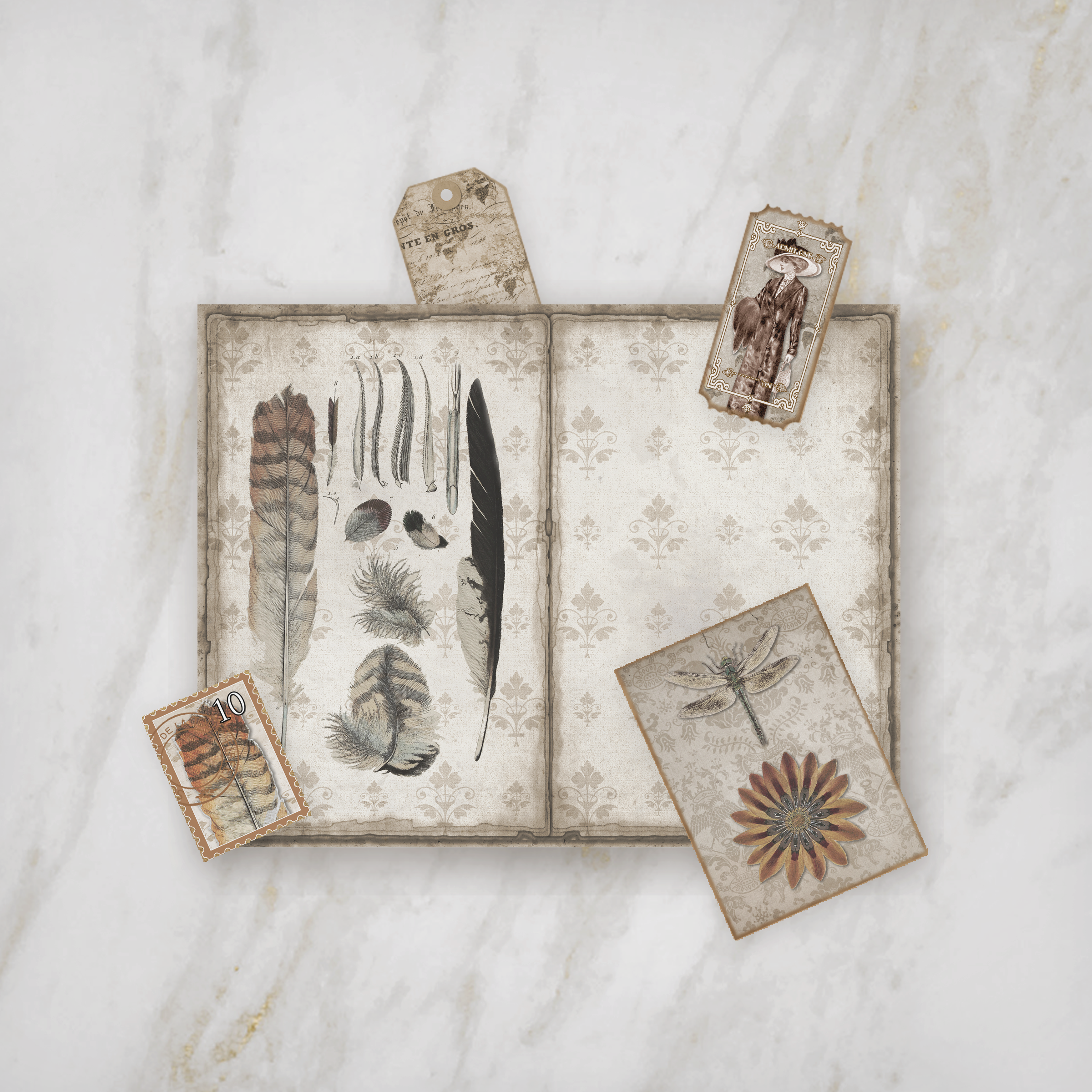 Sepia Vintage Shabby Chic Printable Journal Kit