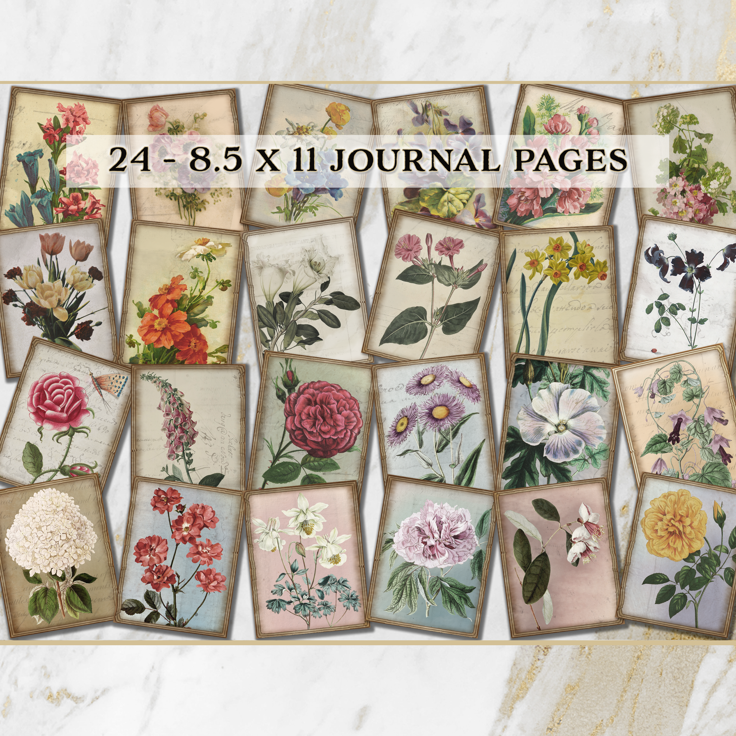 Les Fleurs du Souvenir Printable Vintage Floral Journal Kit