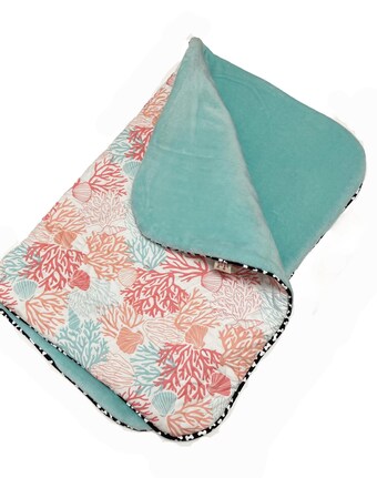 Under the Sea Coral Reef Plush Aqua Minky Dog Blanket Cat Blanket