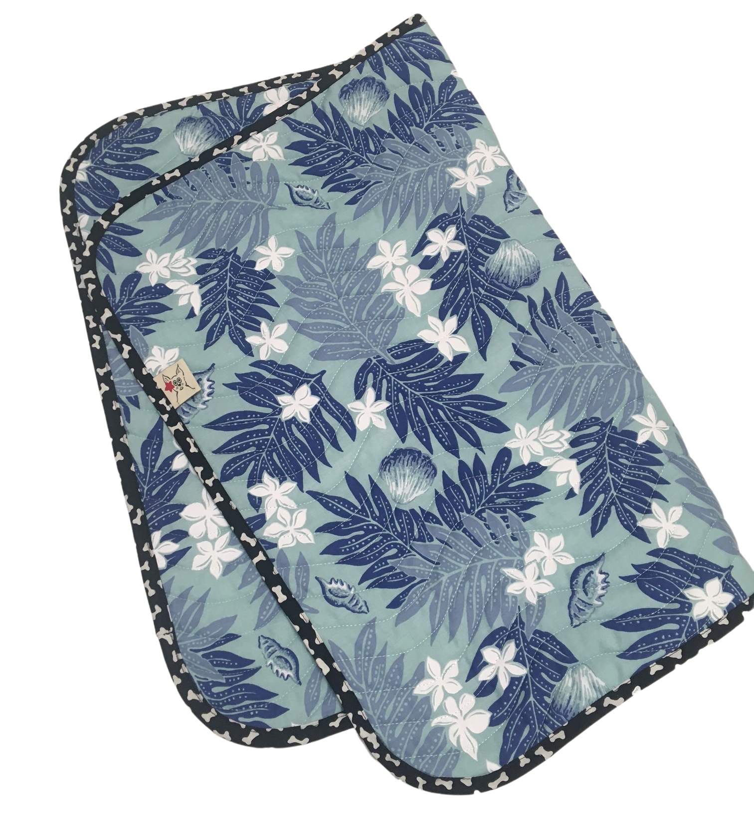 Tropical Blue Lawai and Navy blue Palaka Dog Blanket Cat Blanket