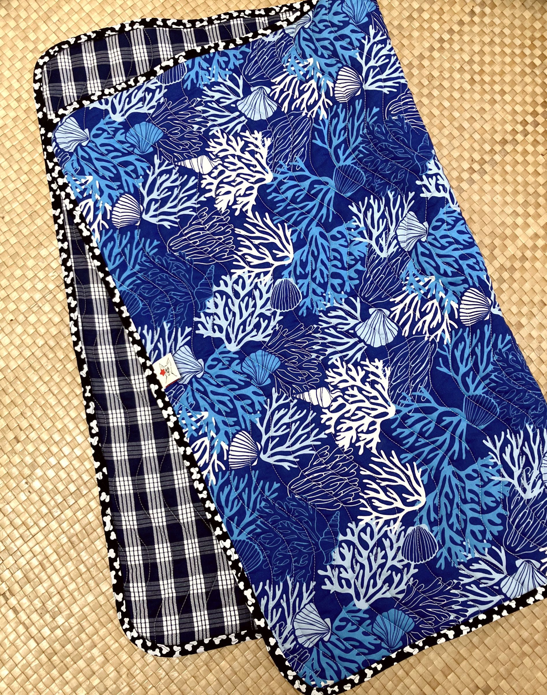  Blue Coral Reef with Palaka  Barking Dog Blanket 