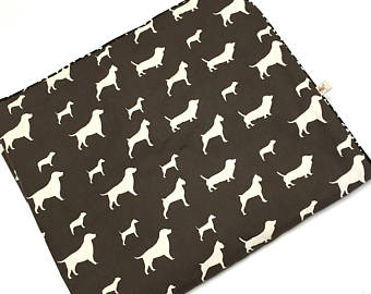 Brown Dog with Hawaiian Print Back