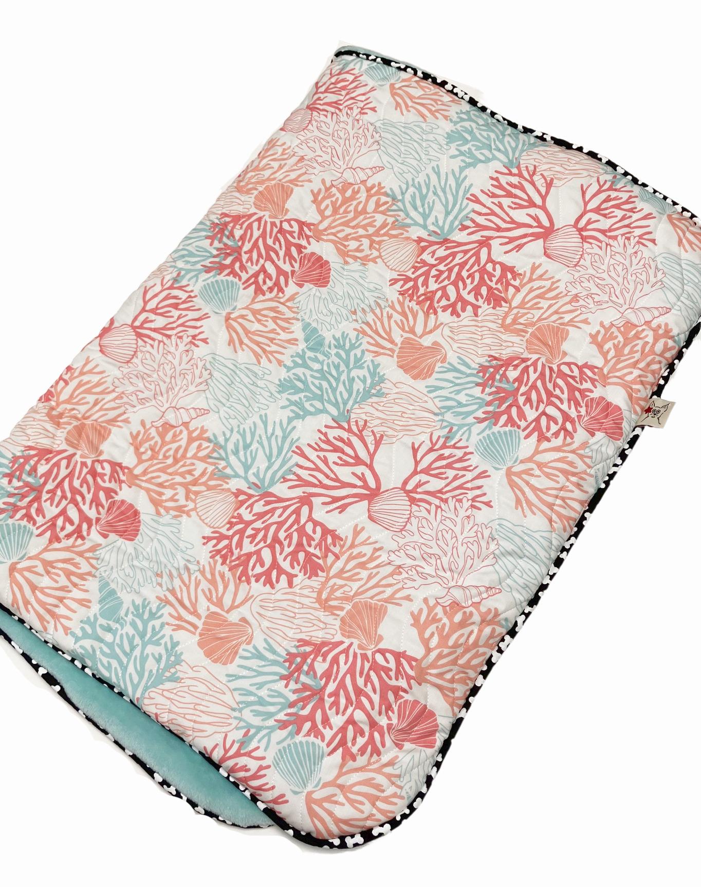 Under the Sea Coral Reef Plush Aqua Minky Dog Blanket Cat Blanket