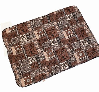 Brown Dog with Hawaiian Print Back