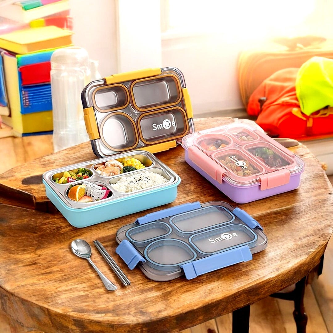 4-Compartment Stainless Steel Lunchbox