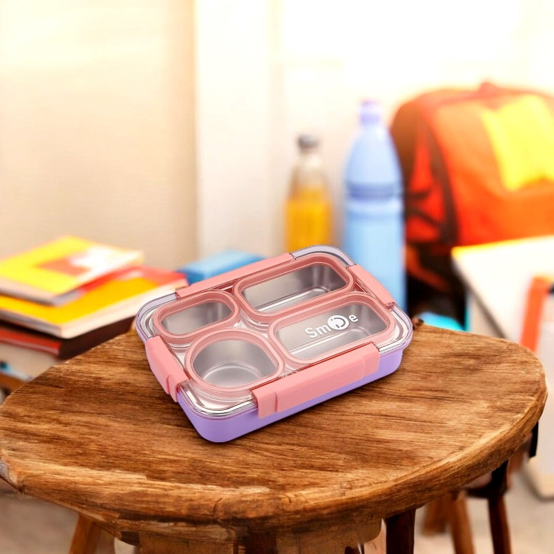 4-Compartment Stainless Steel Lunchbox