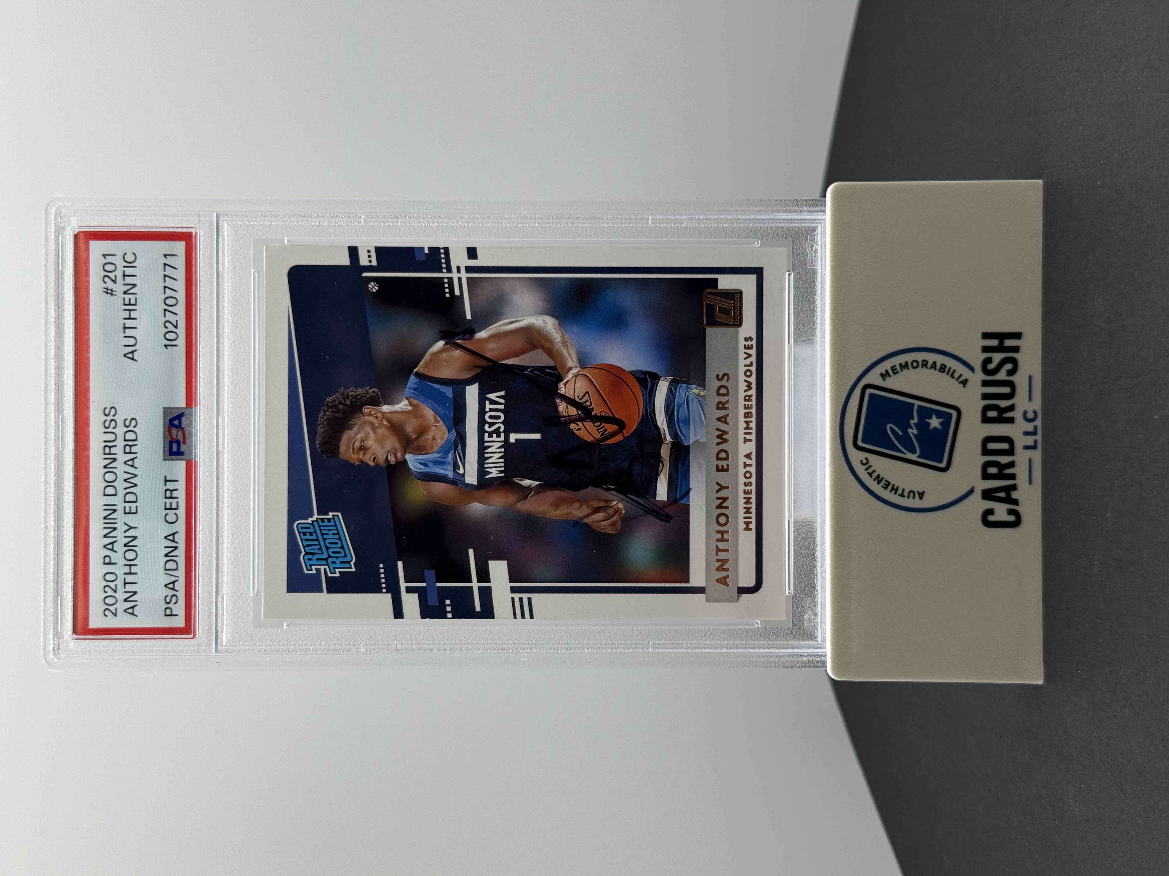 2020-21 Panini Donruss Anthony Edwards Rated Rookies Autographed Basketball Card