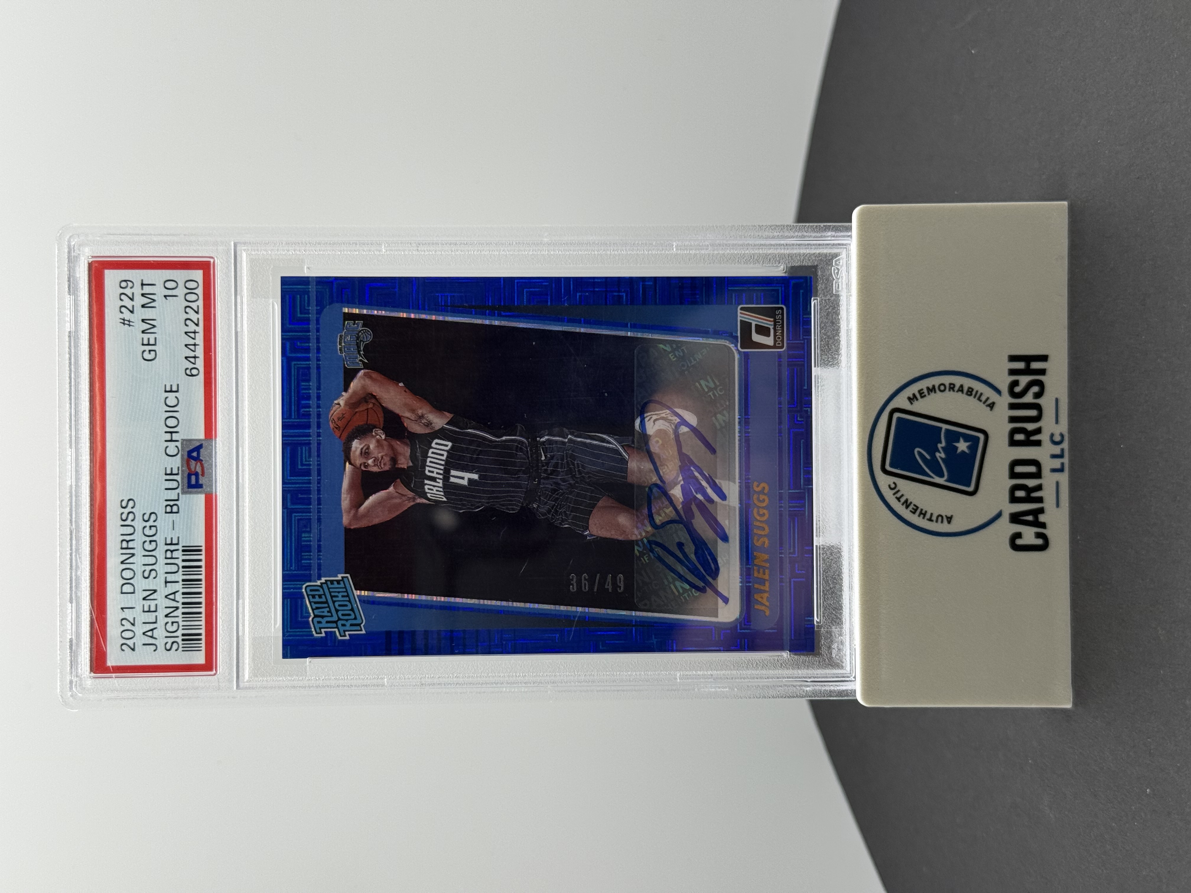 2021-22 Donruss Jalen Suggs Rated Rookie Signature Blue Choice Card