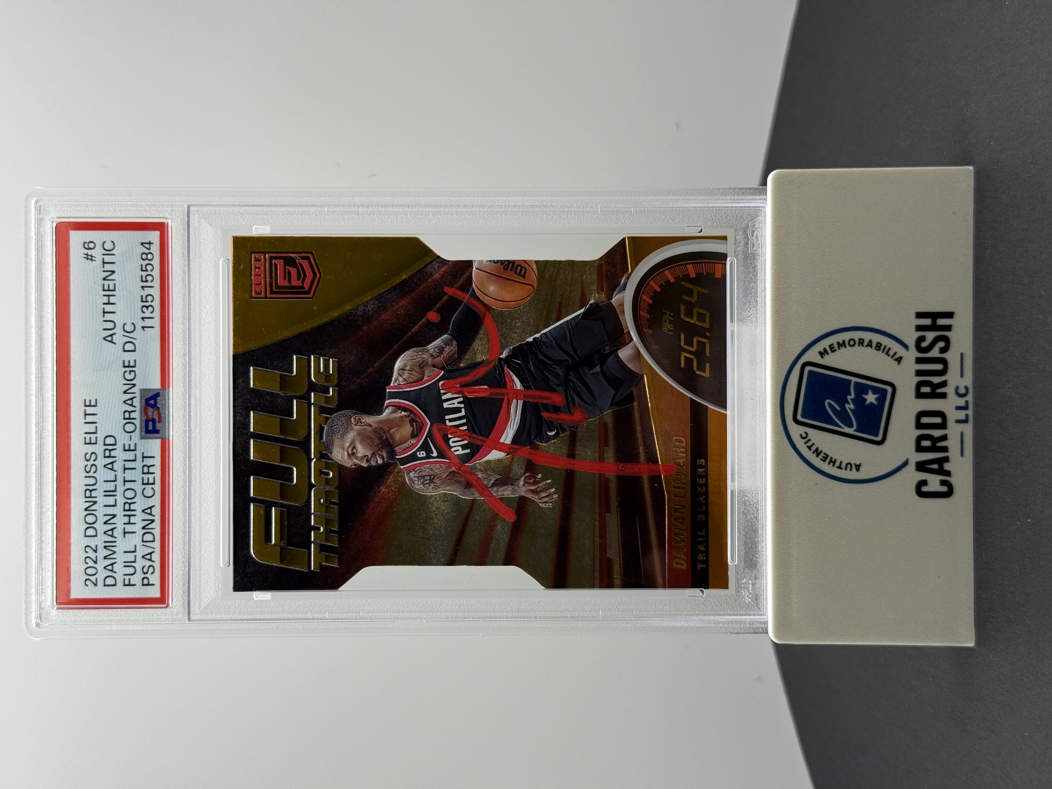 2022-23 Panini Donruss Elite Damian Lillard Full Throttle Orange Basketball Card