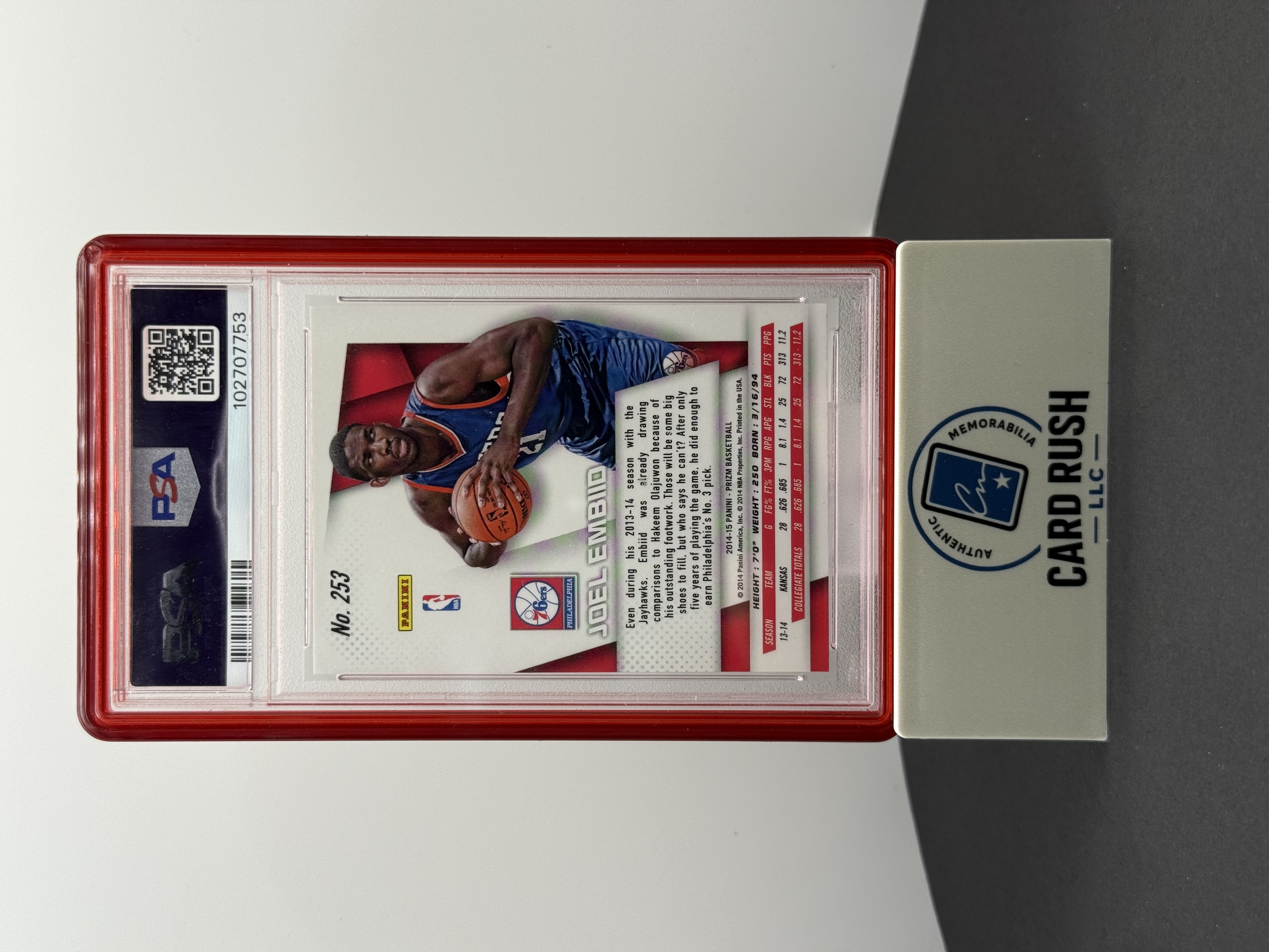 2014 Panini Prizm Joel Embiid Autographed Rookie Card