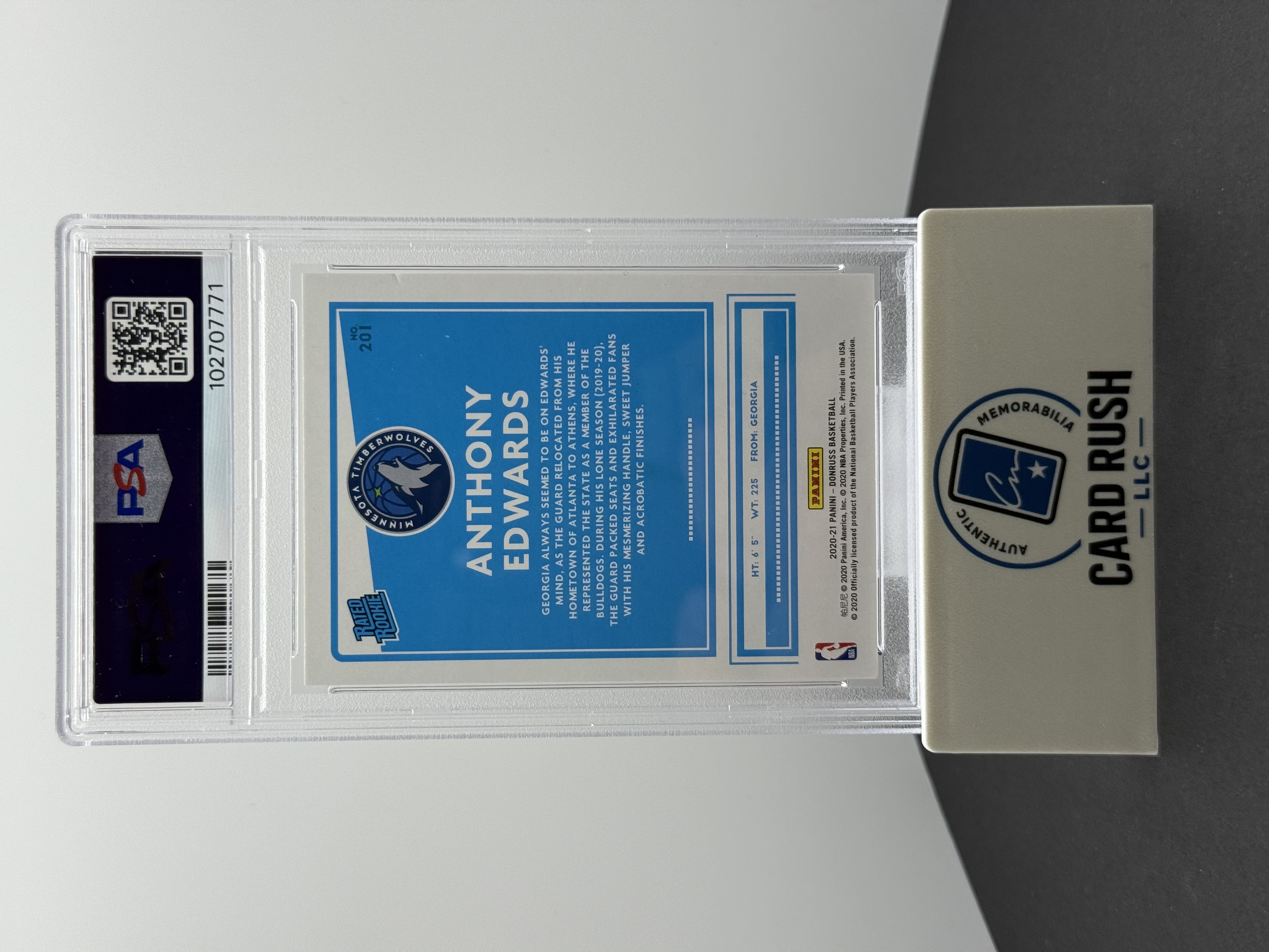 2020-21 Panini Donruss Anthony Edwards Rated Rookies Autographed Basketball Card